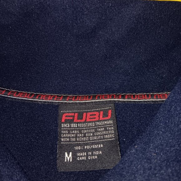 FUBU SPORTS VINTAGE MENS SWEATSHIRT Fleece SIZE MEDIUM Dark Blue Full Zip - Picture 3 of 6